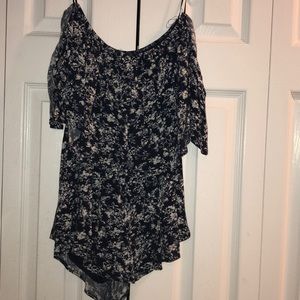 Blue and white Floral off the shoulder romper